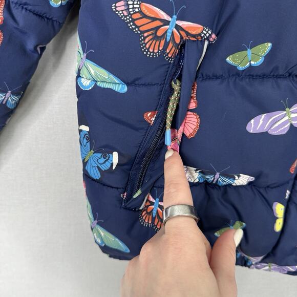 Mini Boden Girls Jacket 11-12 Blue Butterfly Padded Convertible Vest Fleece Line - Picture 3 of 14